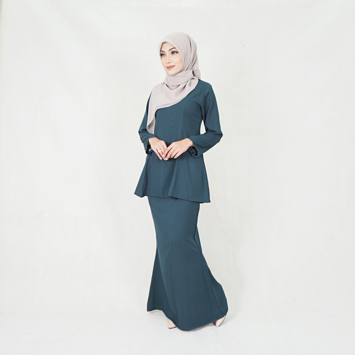 SW5214 WOMEN'S PLAIN BAJU KURUNG EMERALD GREEN