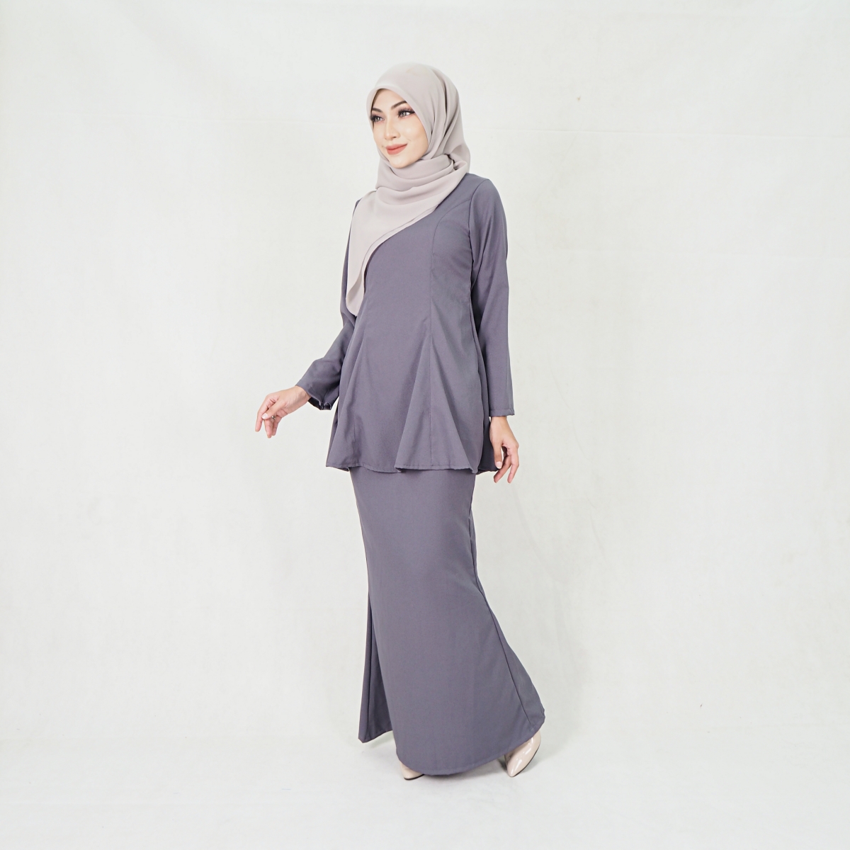 SW5214 WOMEN'S PLAIN BAJU KURUNG GREY