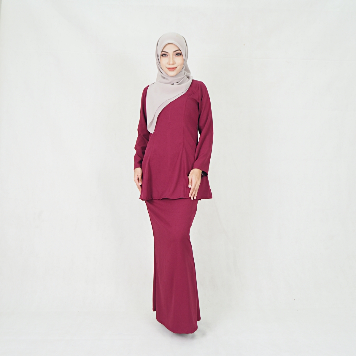 SW5214 WOMEN'S PLAIN BAJU KURUNG MAROON