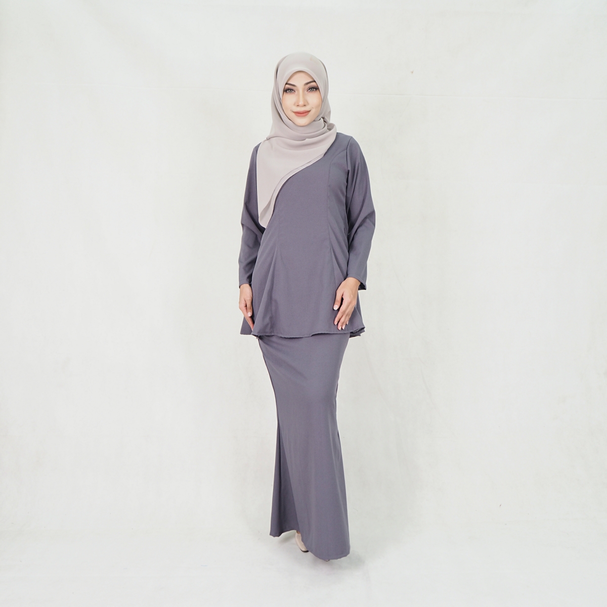 SW5214 WOMEN'S PLAIN BAJU KURUNG GREY