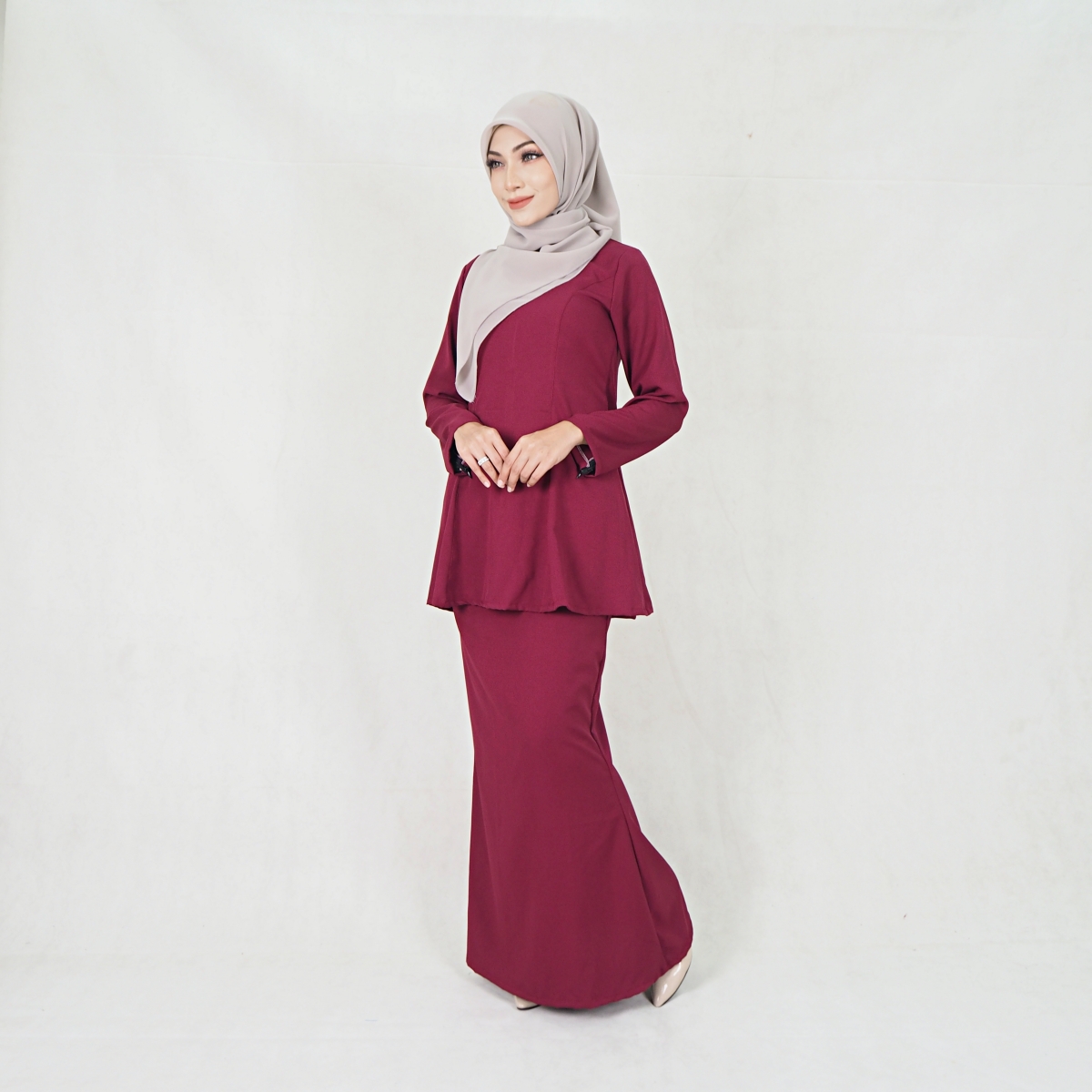 SW5214 WOMEN'S PLAIN BAJU KURUNG MAROON