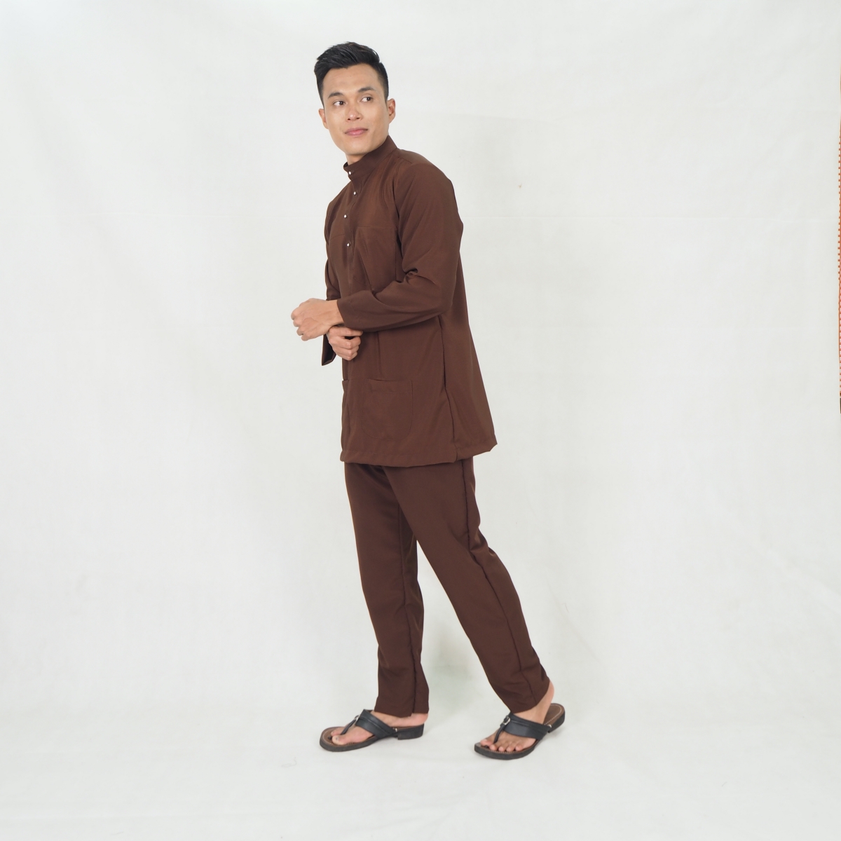 SW5218 MEN BAJU MELAYU SET DARK BROWN