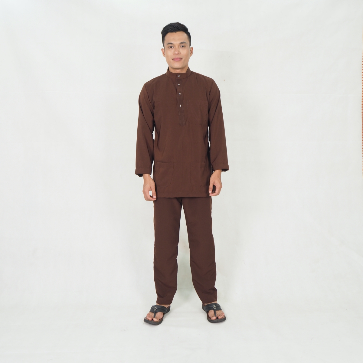 SW5218 MEN BAJU MELAYU SET DARK BROWN