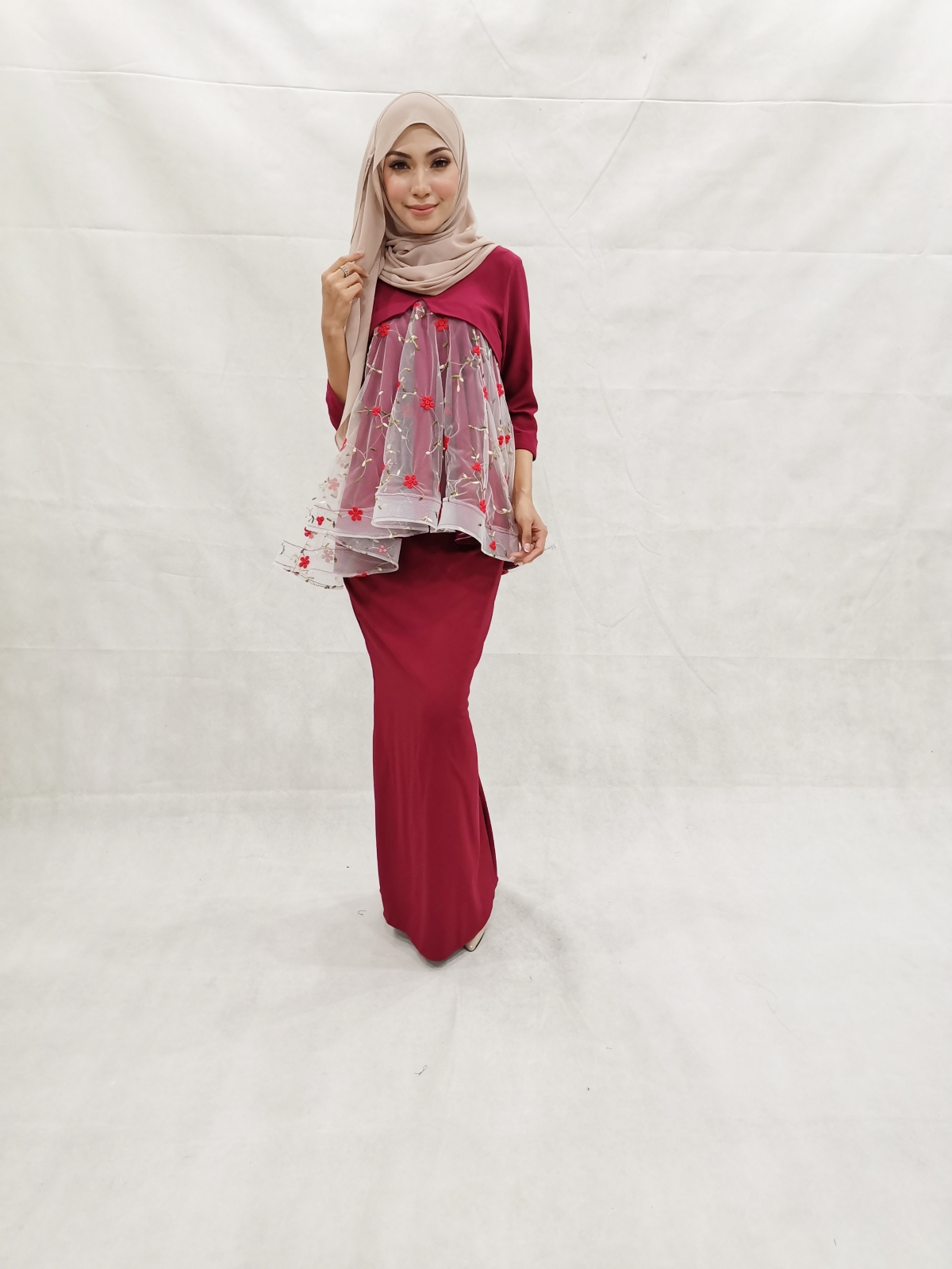 SW5228 FLORA LACE BAJU KURUNG MAROON