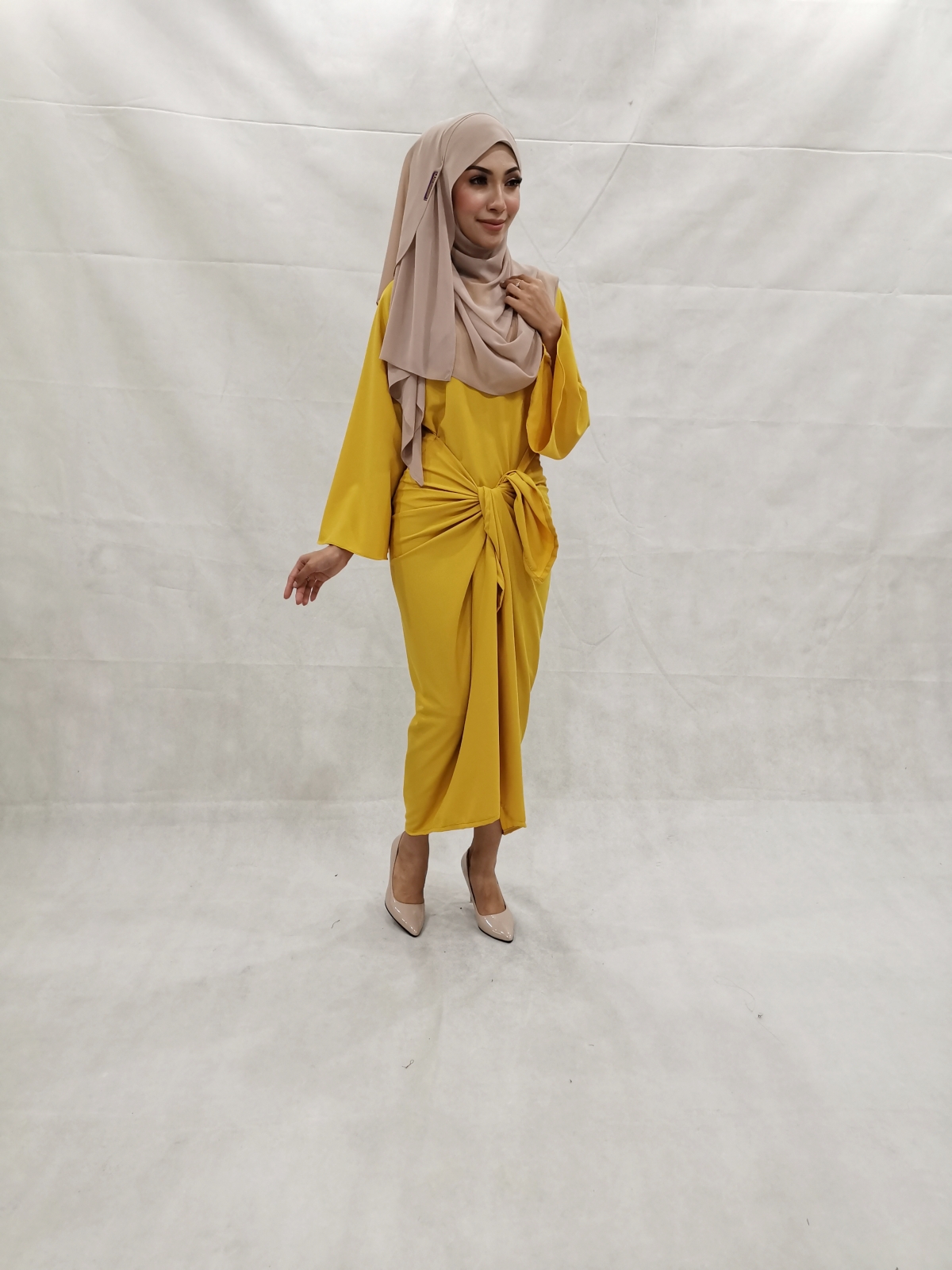 SW5231 PLAIN KNOT DRESS MUSTARD