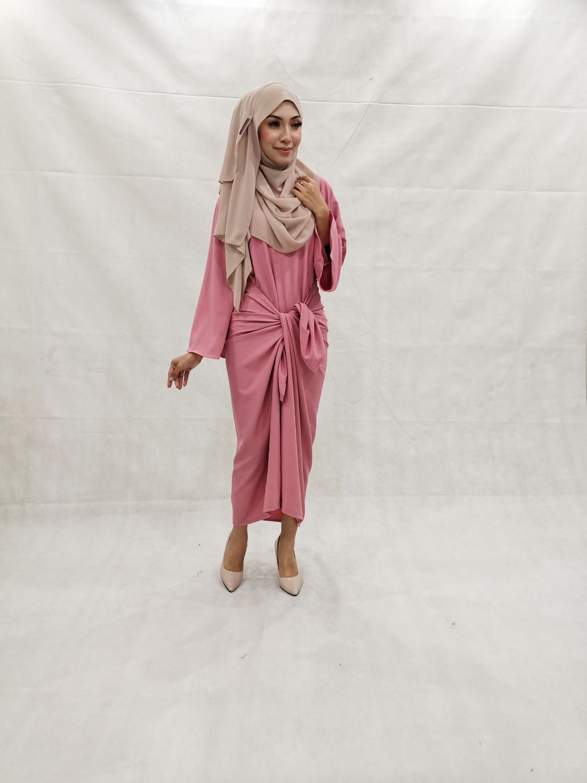 SW5231 PLAIN KNOT DRESS PINK