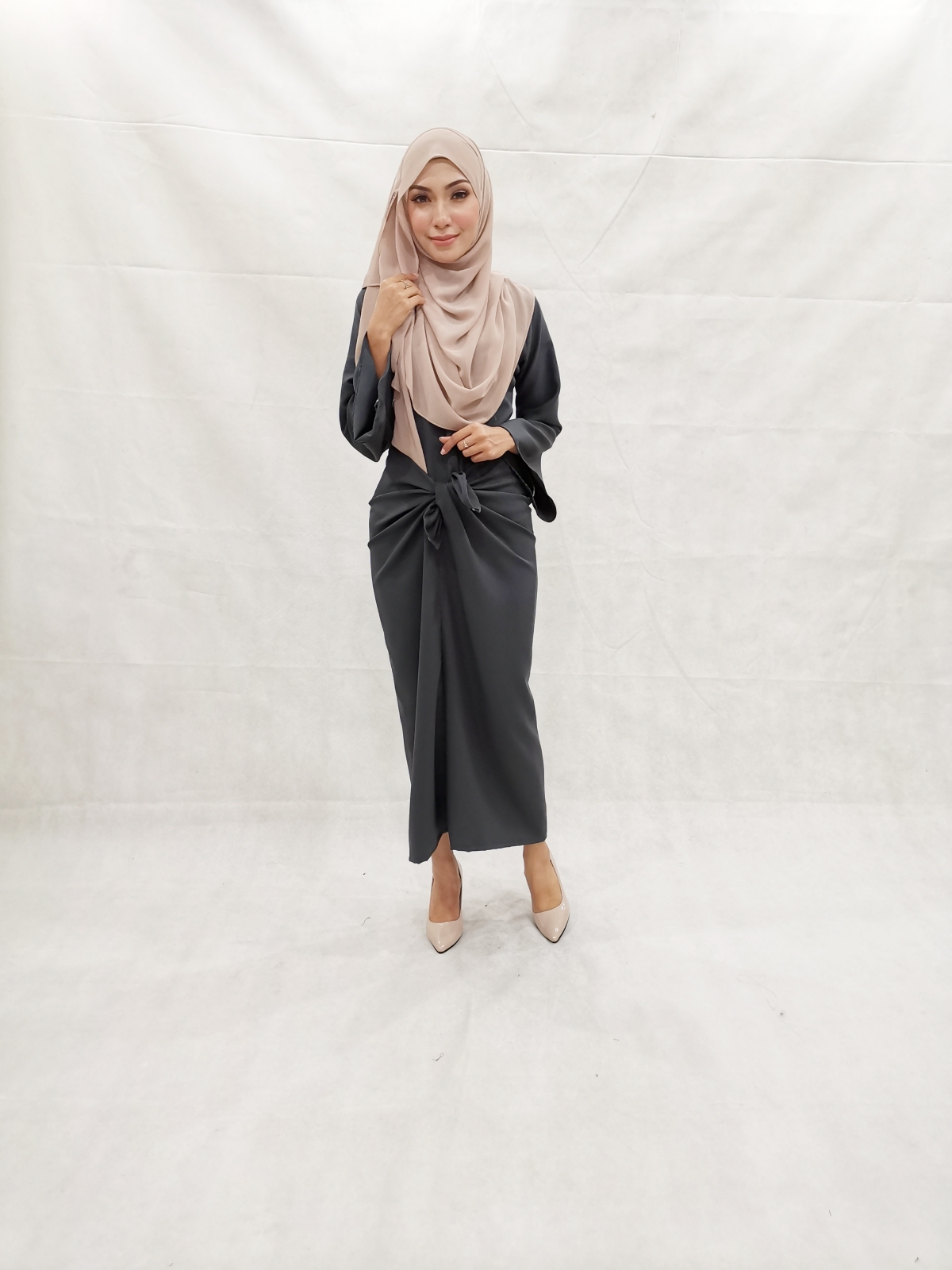 SW5231 PLAIN KNOT DRESS GREY