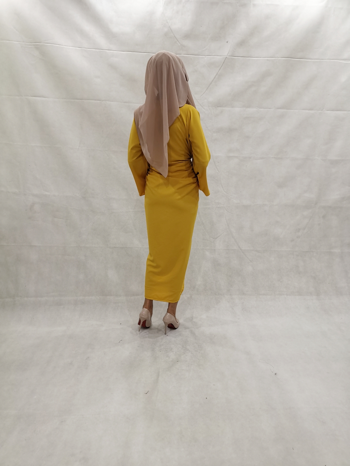 SW5231 PLAIN KNOT DRESS MUSTARD