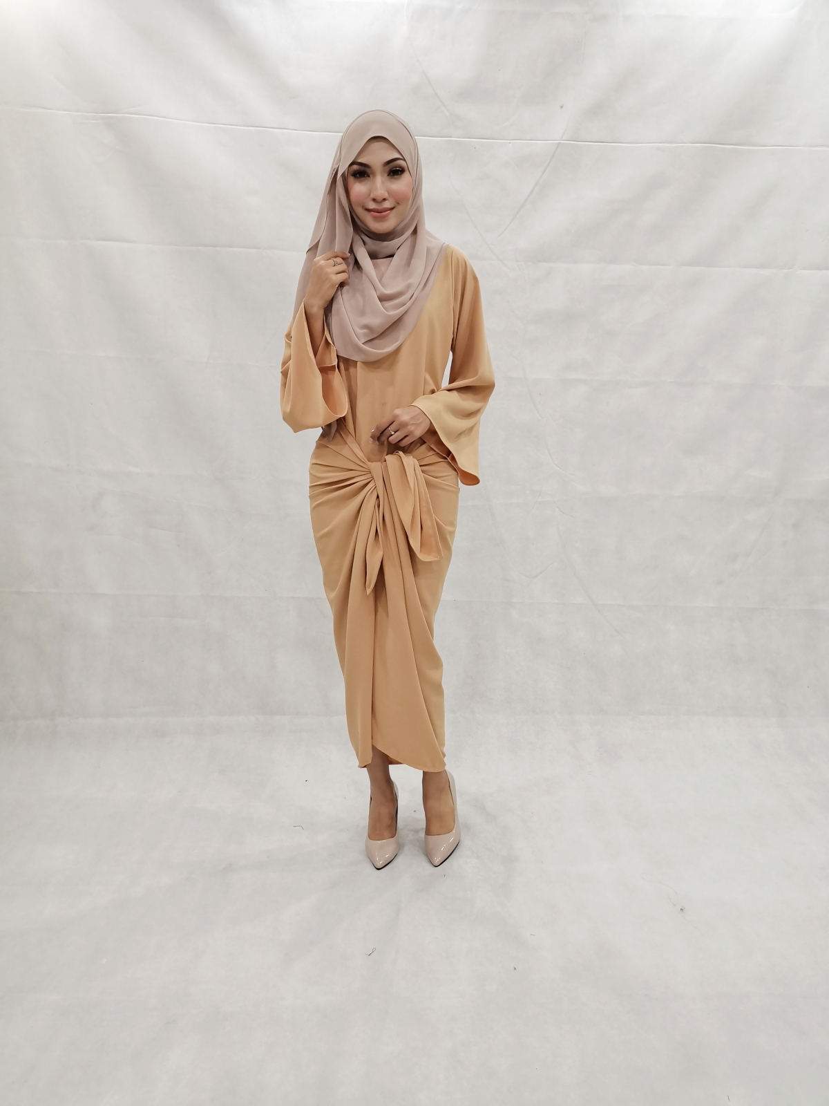 SW5231 PLAIN KNOT DRESS BROWN