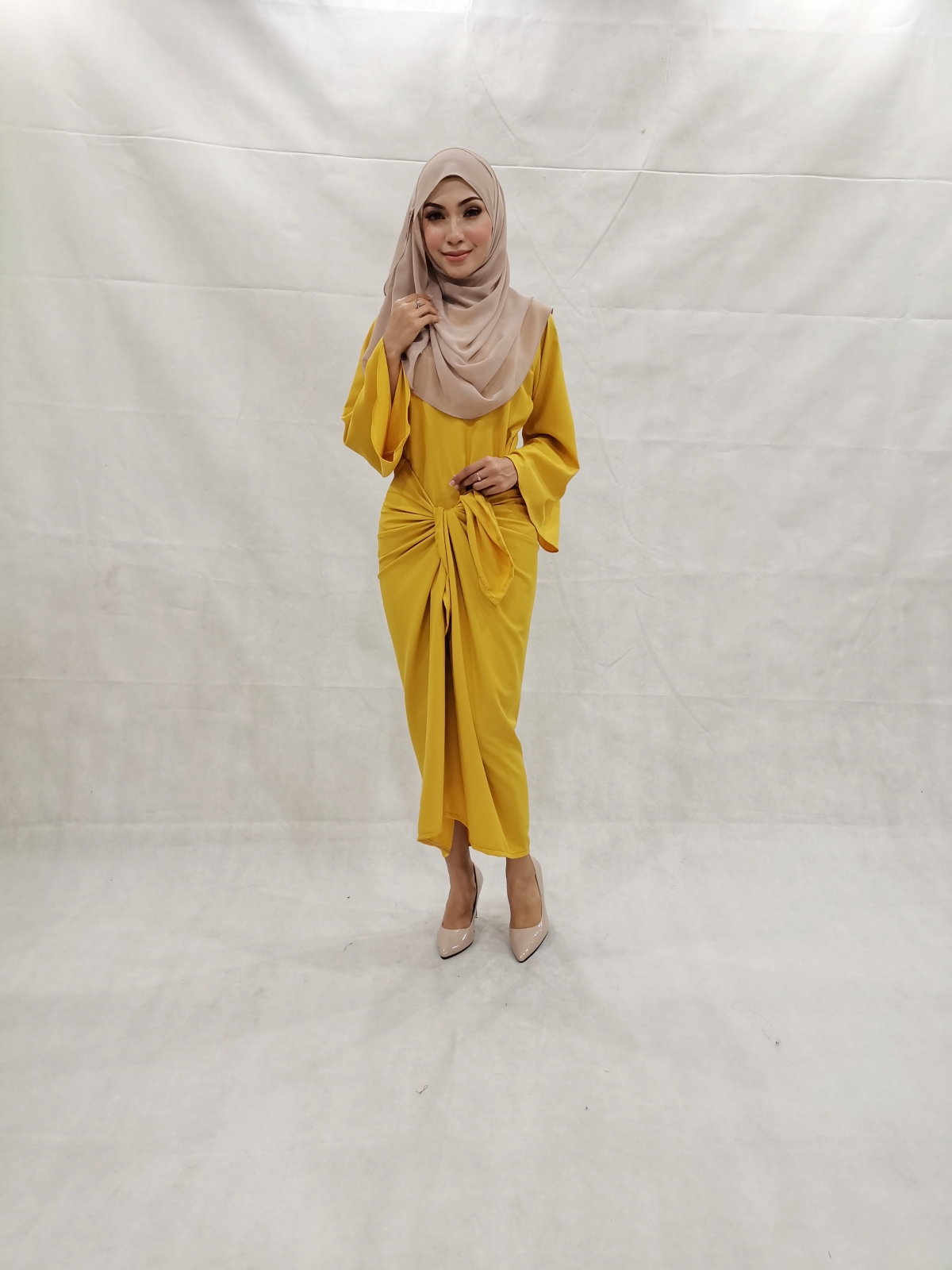 SW5231 PLAIN KNOT DRESS MUSTARD