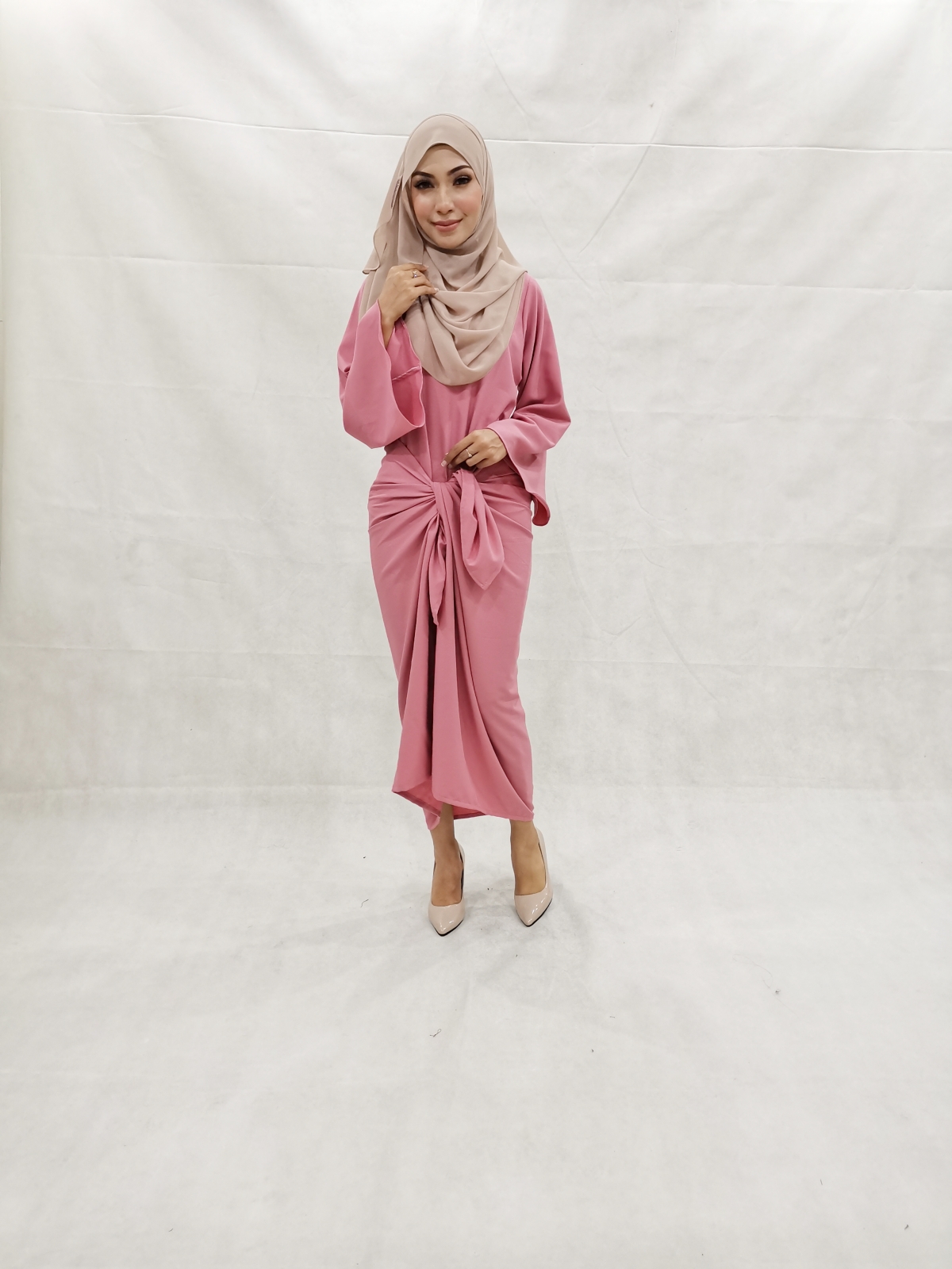 SW5231 PLAIN KNOT DRESS PINK