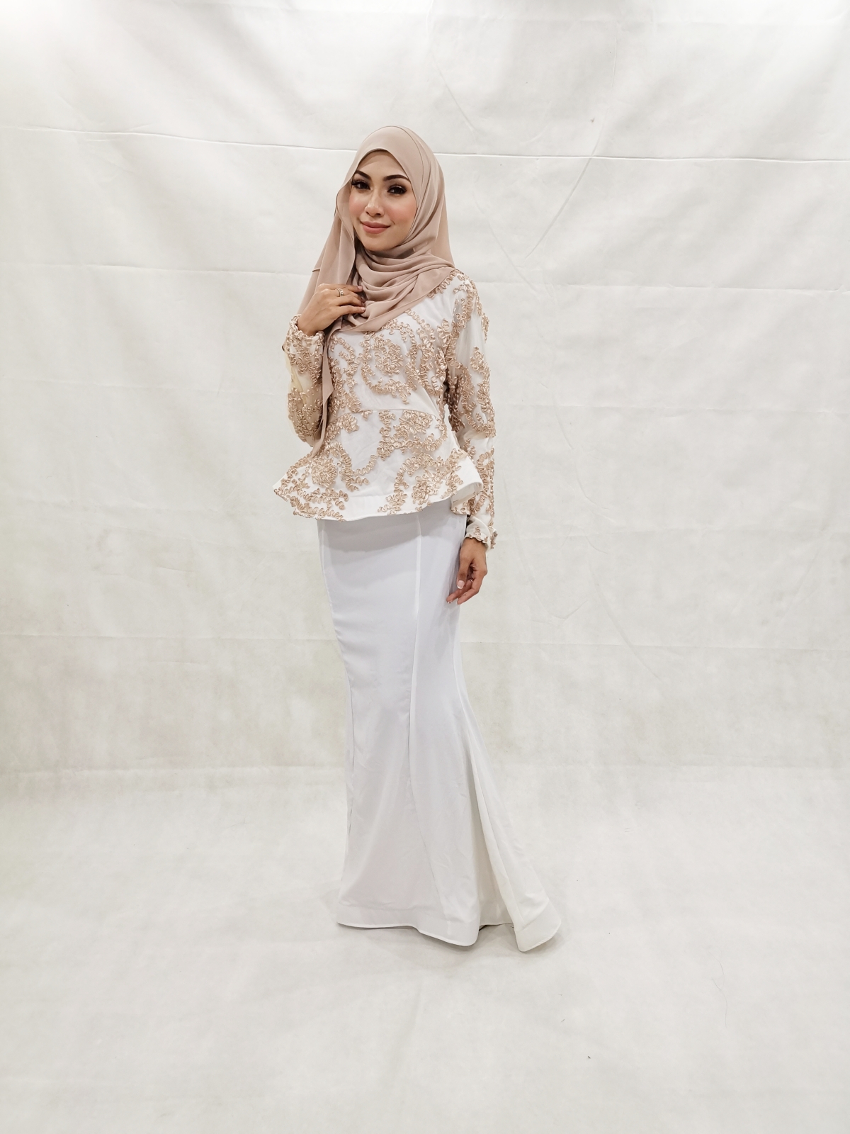 SW5234  LOVELY LACE MODERN KURUNG WHITE