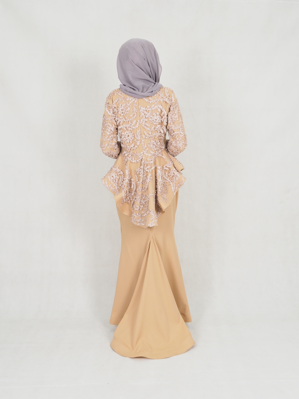 SW5234  LOVELY LACE MODERN KURUNG BROWN