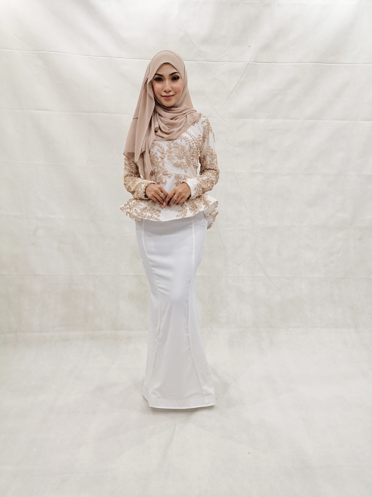 SW5234  LOVELY LACE MODERN KURUNG WHITE