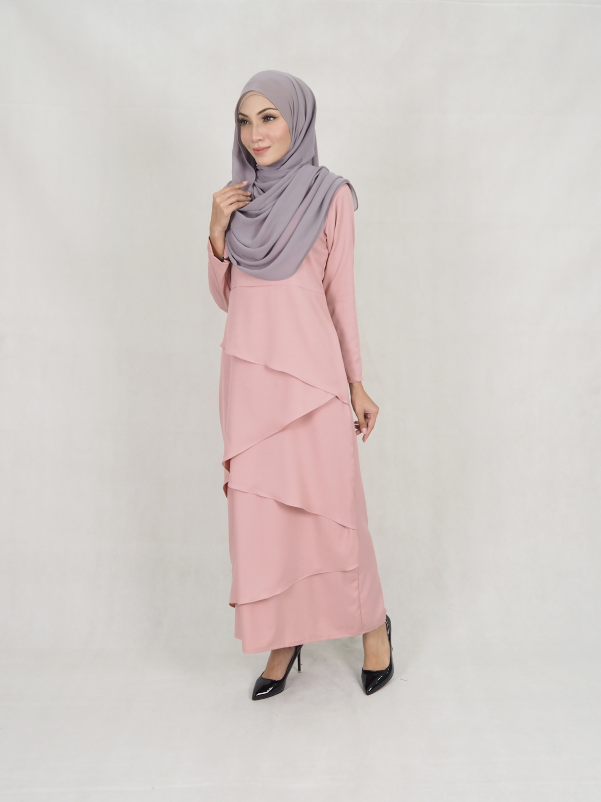 SW5242 MODERN LAYER JUBAH DUSTY PINK