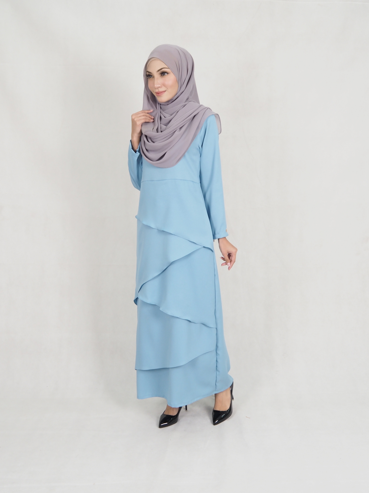 SW5242 MODERN LAYER JUBAH LIGHT BLUE