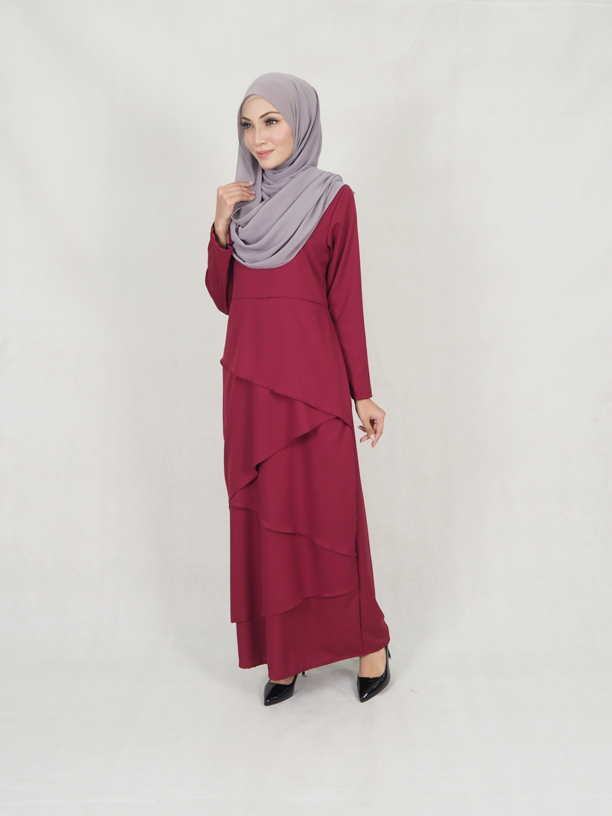 SW5242 MODERN LAYER JUBAH MAROON