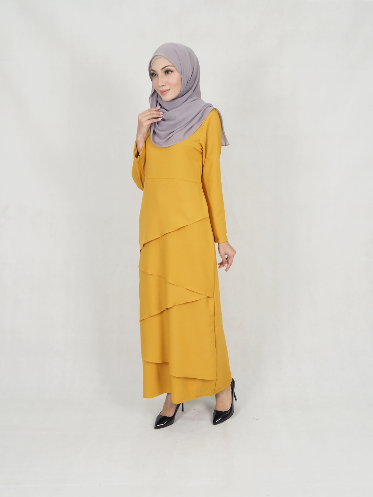 SW5242 MODERN LAYER JUBAH MUSTARD