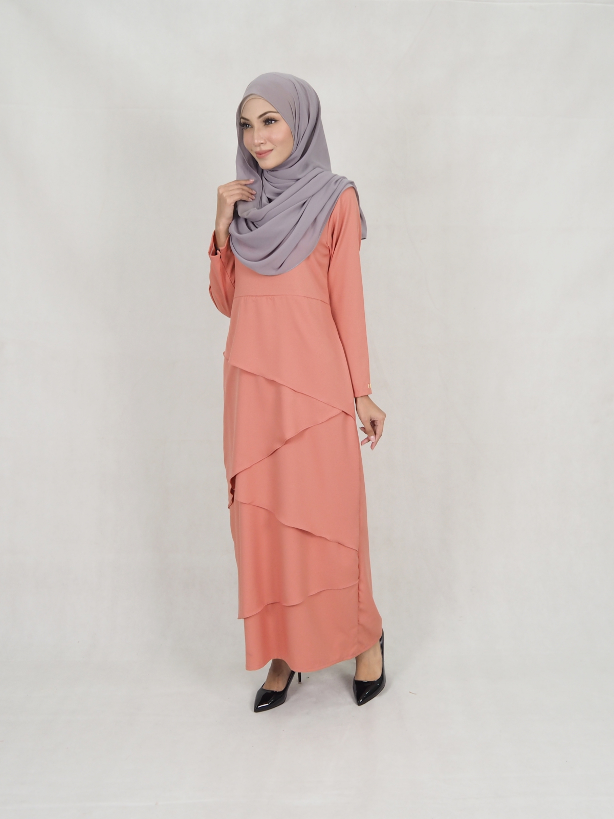 SW5242 MODERN LAYER JUBAH PEACH