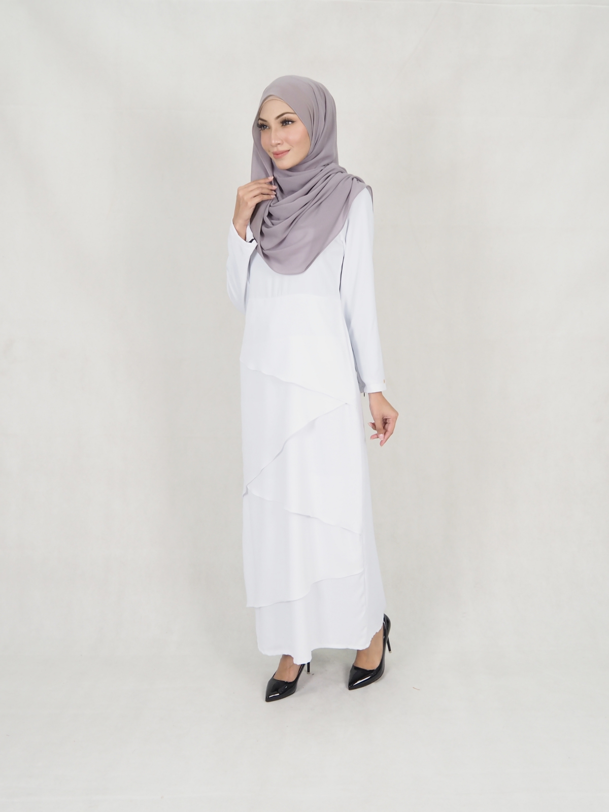 SW5242 MODERN LAYER JUBAH WHITE