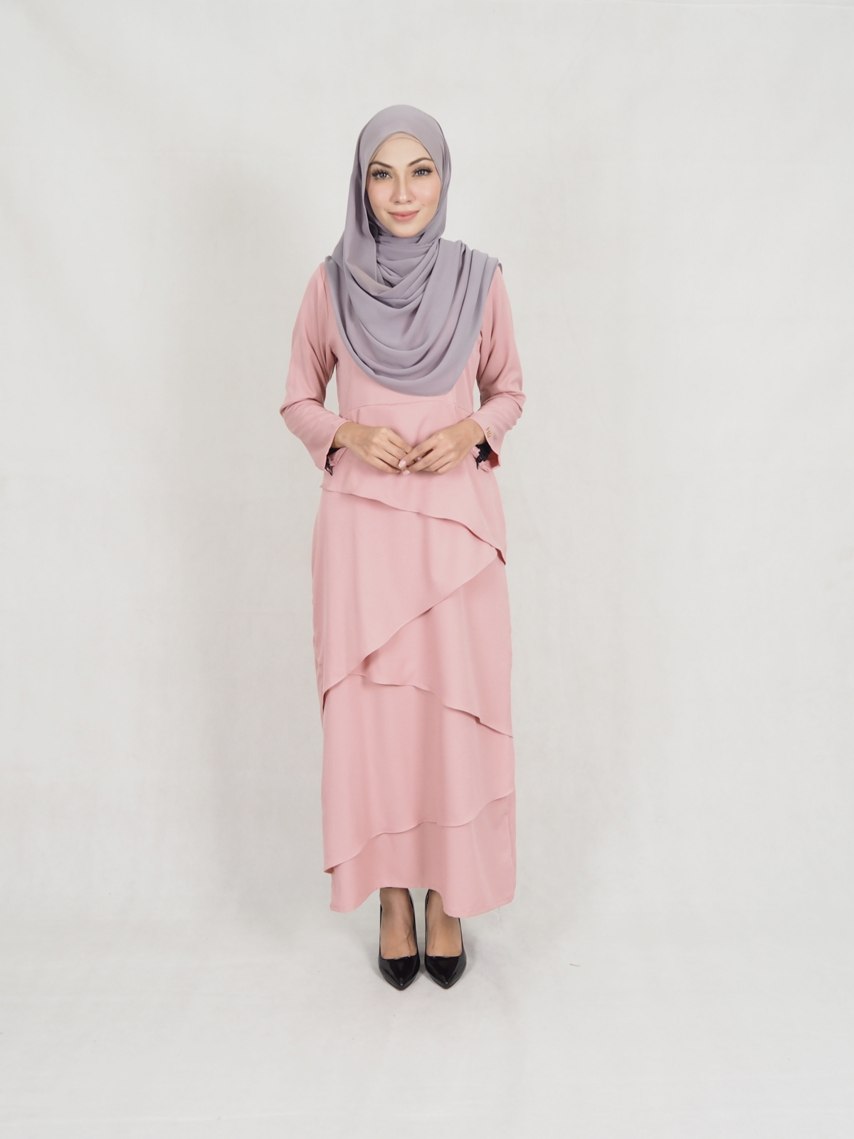 SW5242 MODERN LAYER JUBAH DUSTY PINK
