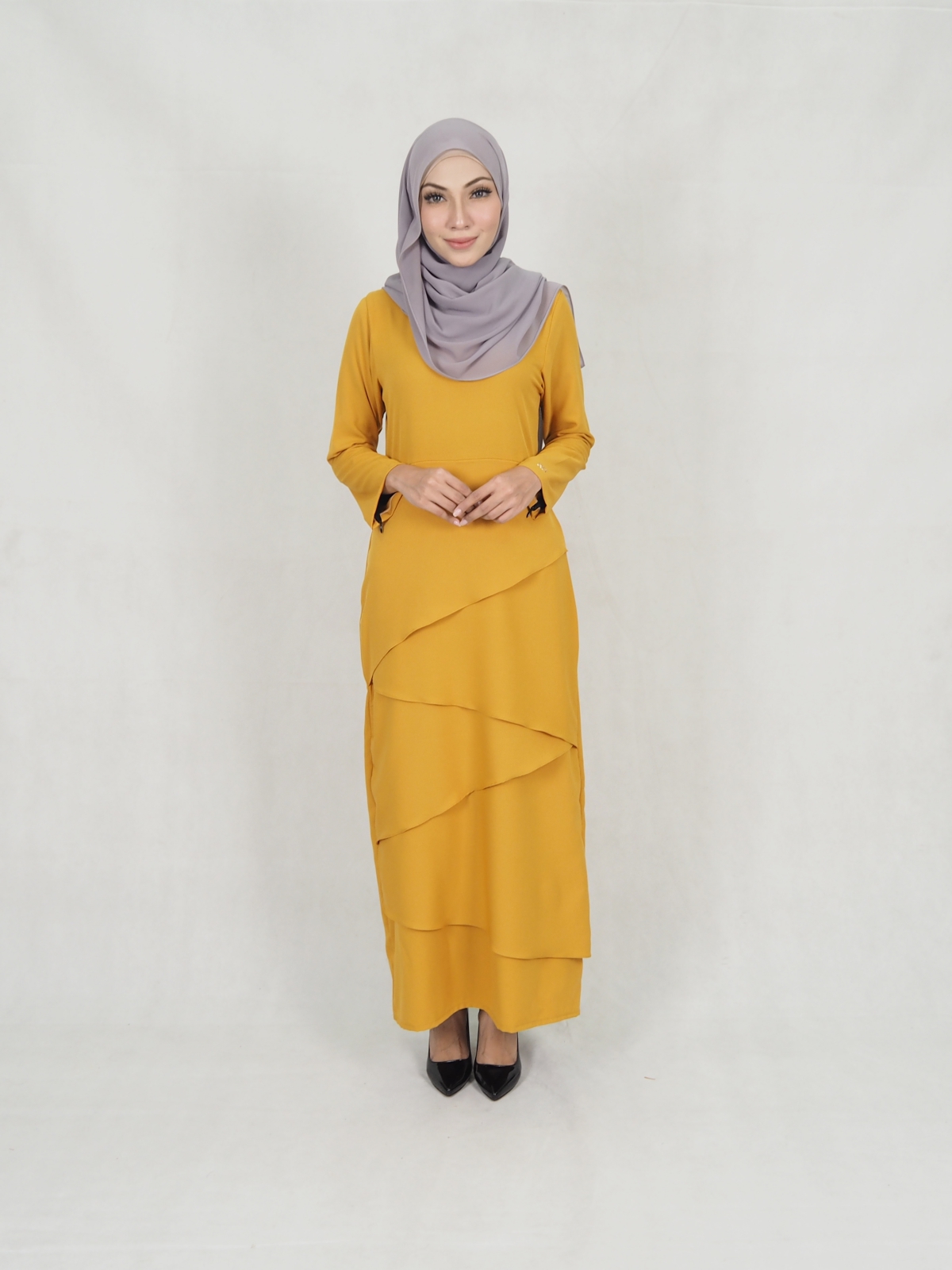 SW5242 MODERN LAYER JUBAH MUSTARD