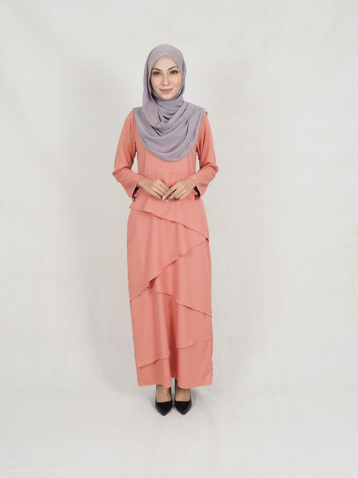 SW5242 MODERN LAYER JUBAH PEACH