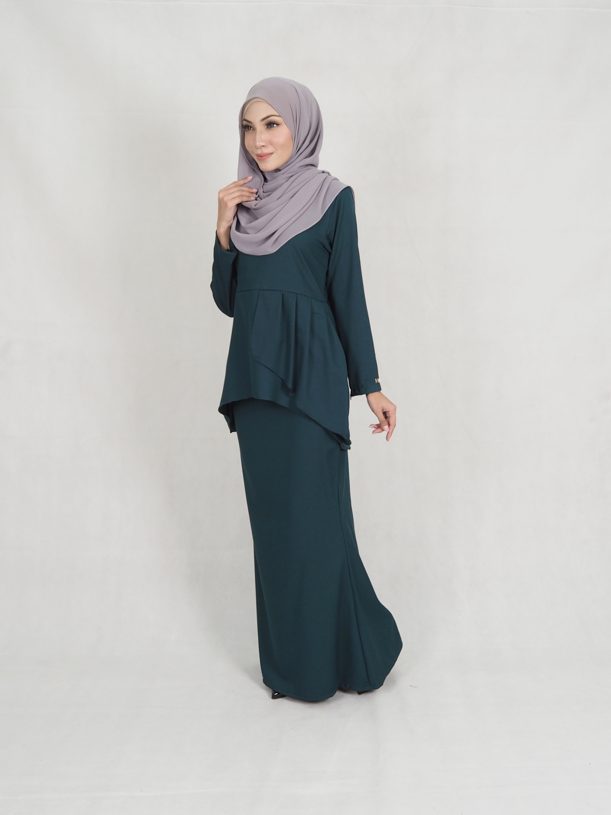 SW5243 MODERN PLAIN BAJU KURUNG EMERALD GREEN