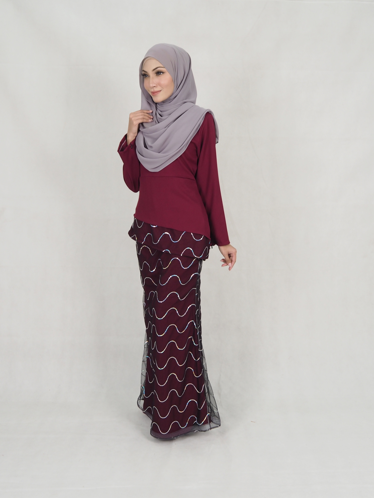 SW5244 STYLISH BAJU KURUNG MAROON