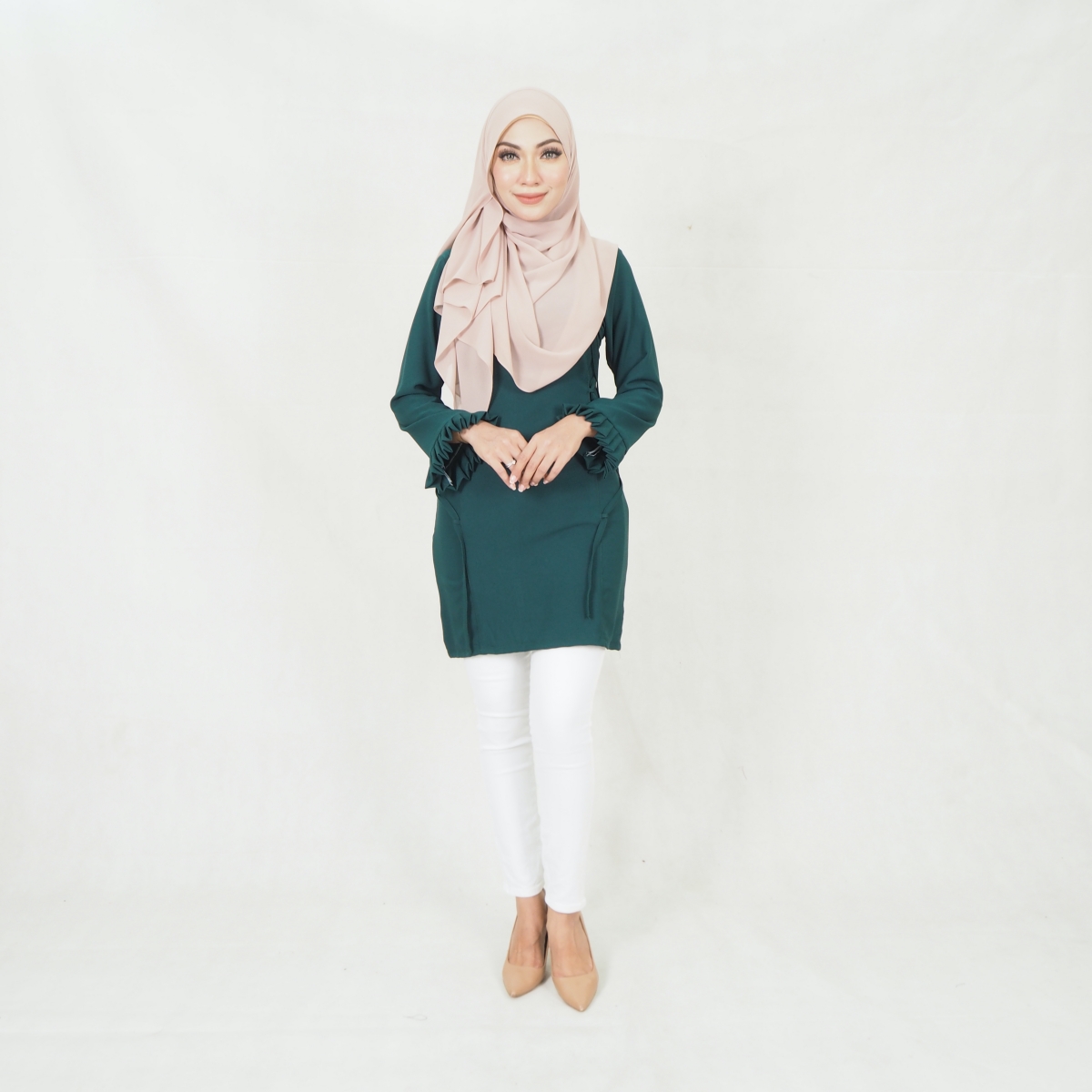 SW5297 WOMEN'S FASHION BLOUSE EMERALD GREEN