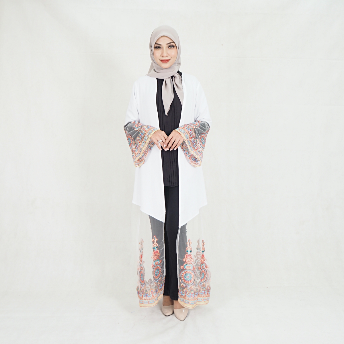 SW5300 ELEGANT LONG CARDIGAN WHITE
