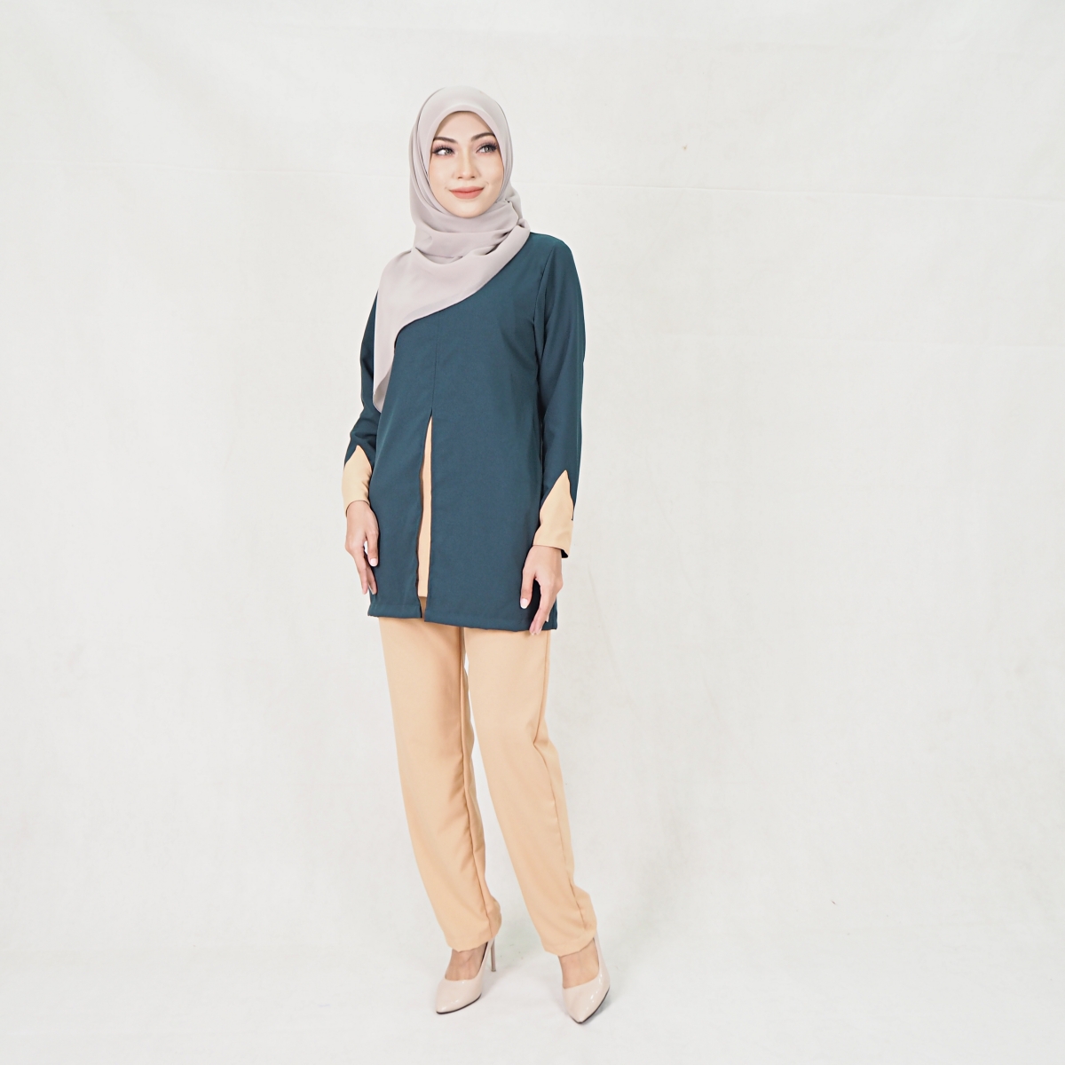 SW5302 JASMINE BLOUSE + PANTS SET EMERALD GREEN