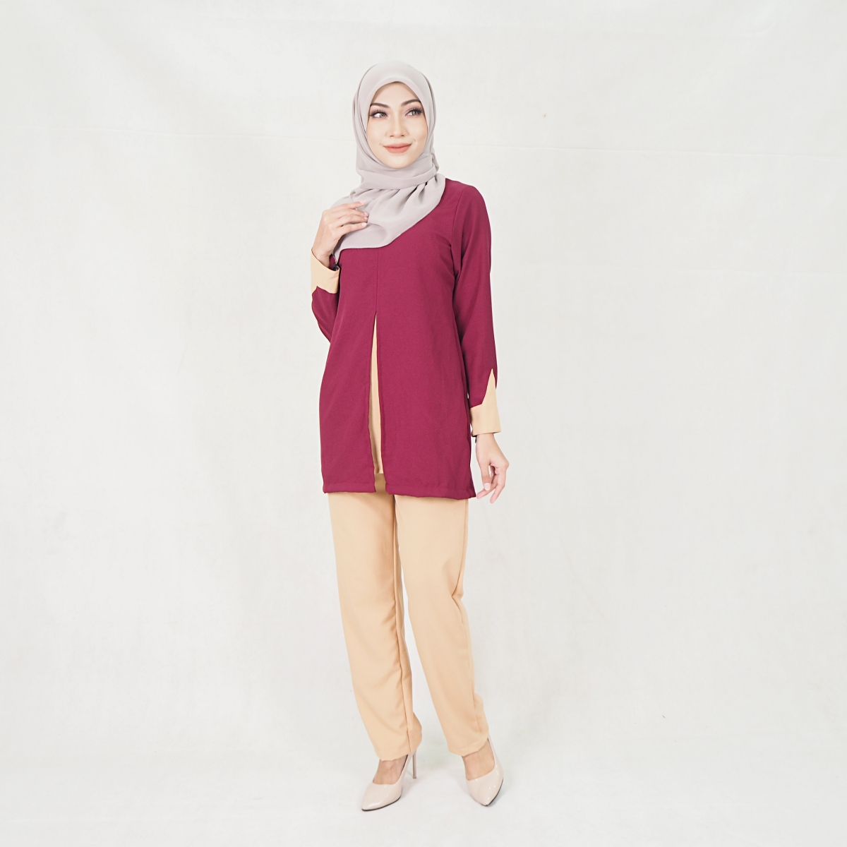 SW5302 JASMINE BLOUSE + PANTS SET MAROON