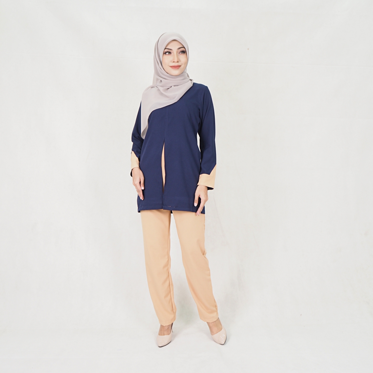 SW5302 JASMINE BLOUSE + PANTS SET NAVY BLUE