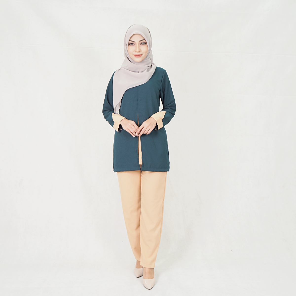 SW5302 JASMINE BLOUSE + PANTS SET EMERALD GREEN