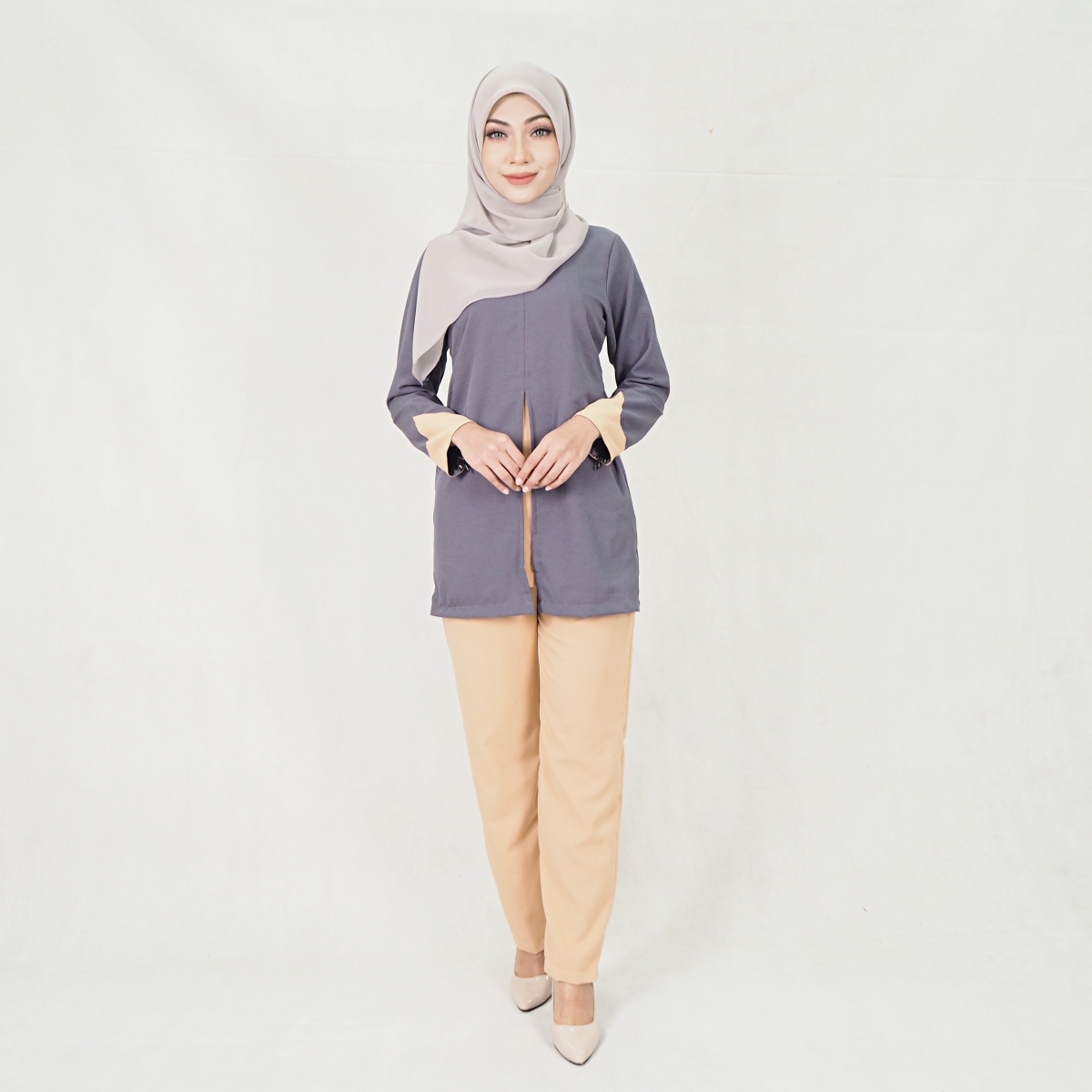 SW5302 JASMINE BLOUSE + PANTS SET GREY