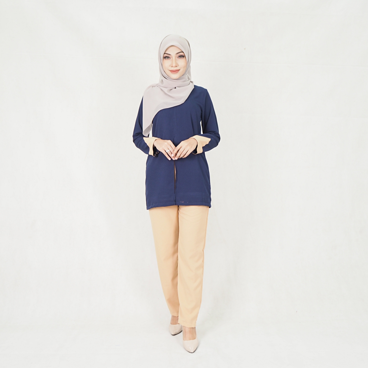 SW5302 JASMINE BLOUSE + PANTS SET NAVY BLUE