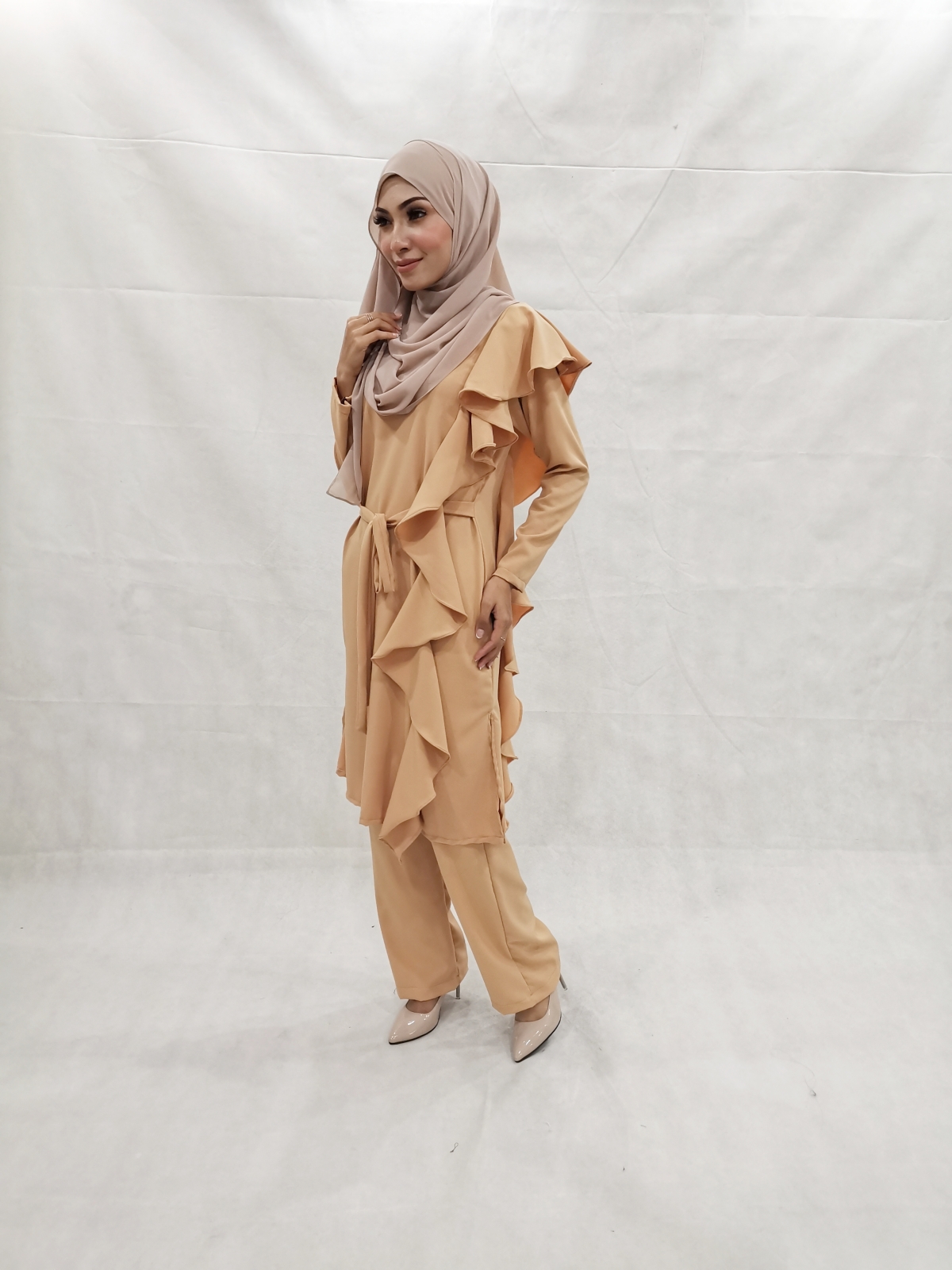SW5303 NELY TOP & PANTS SET BROWN