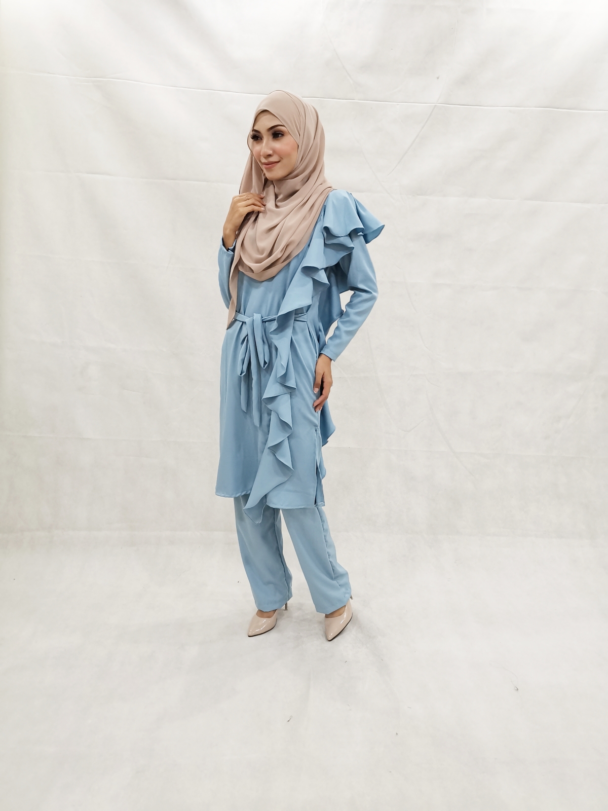SW5303 NELY TOP & PANTS SET LIGHT BLUE