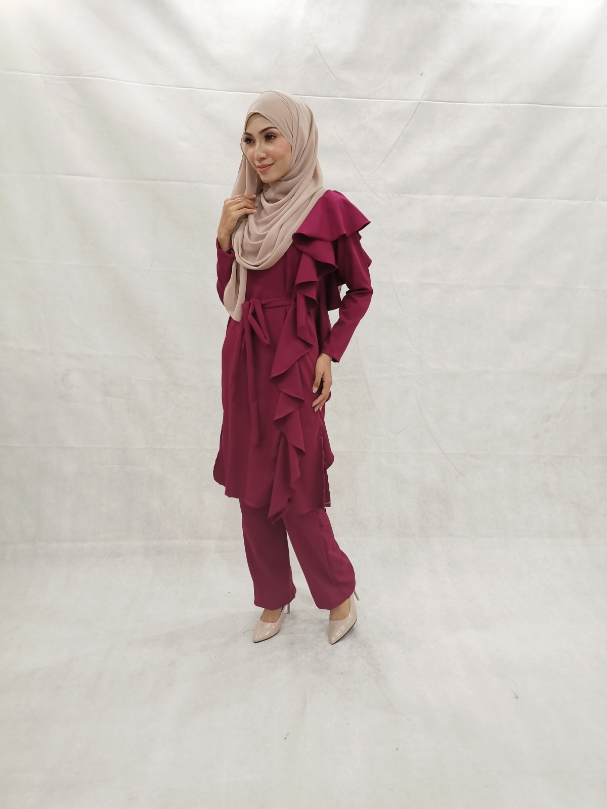SW5303 NELY TOP & PANTS SET MAROON
