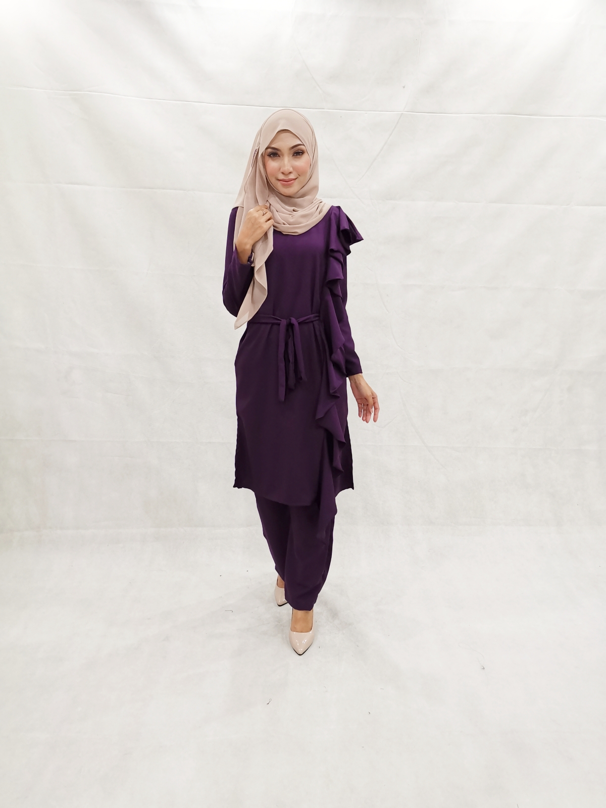 SW5303 NELY TOP & PANTS SET PURPLE