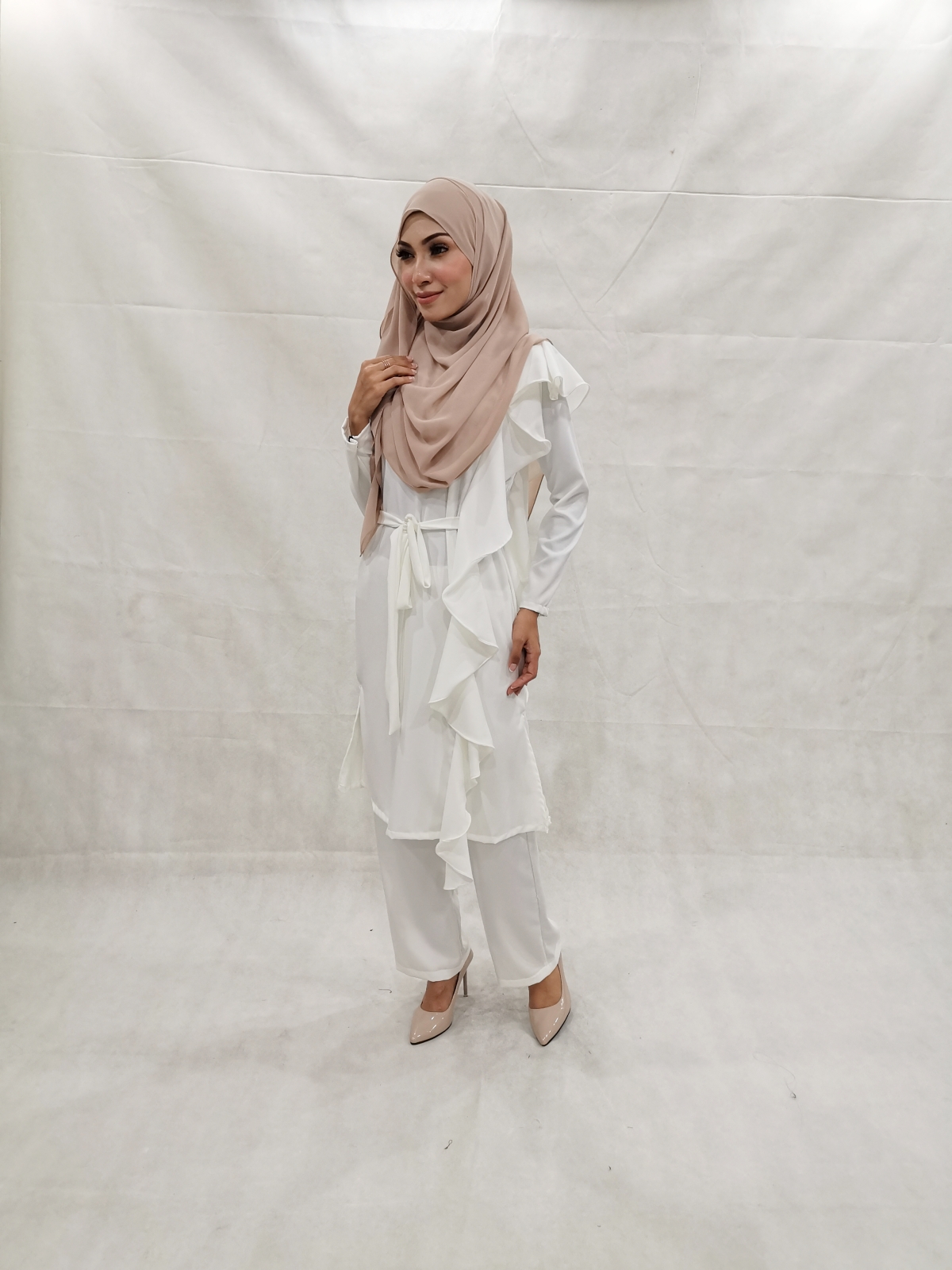 SW5303 NELY TOP & PANTS SET WHITE
