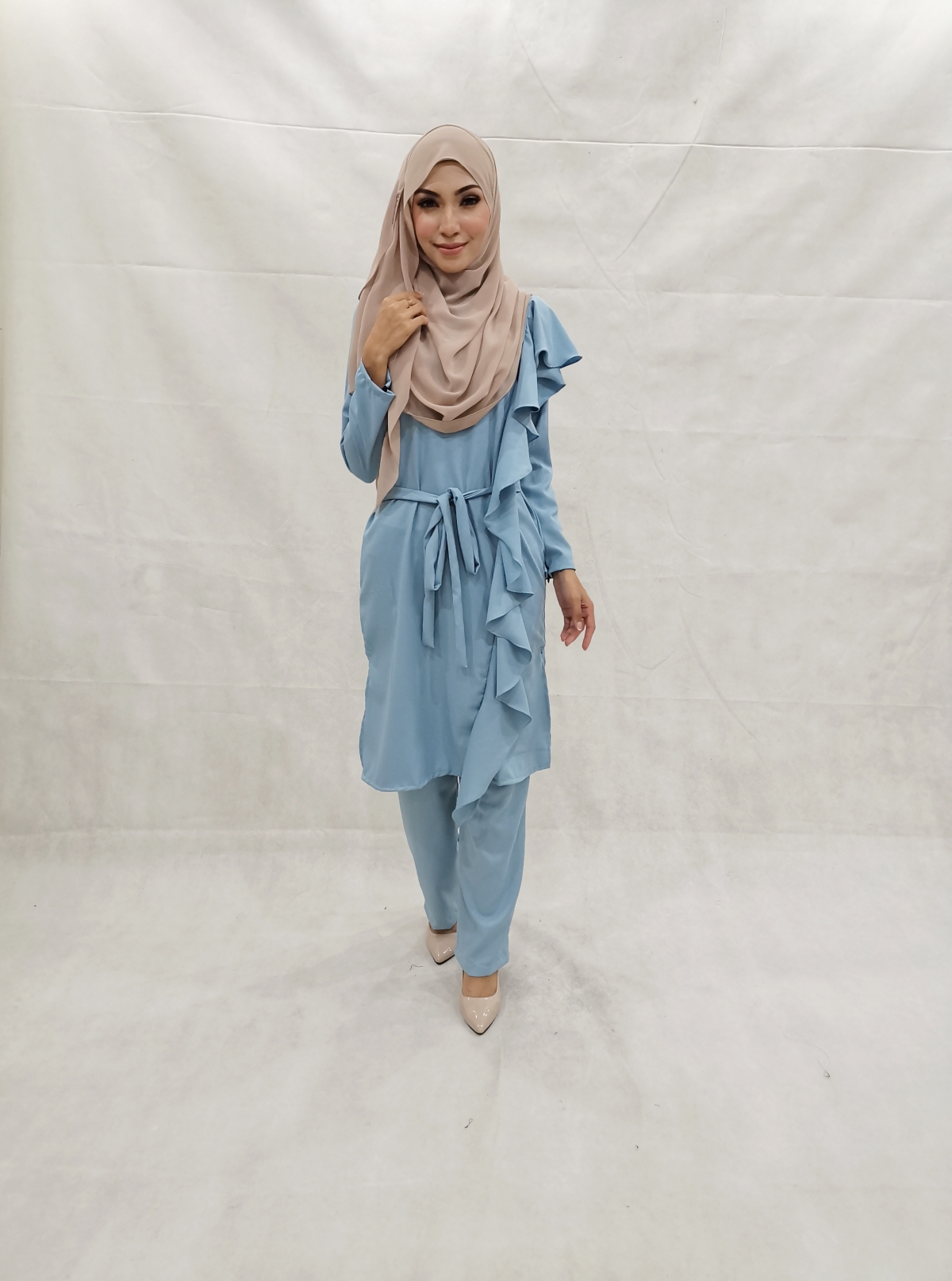 SW5303 NELY TOP & PANTS SET LIGHT BLUE