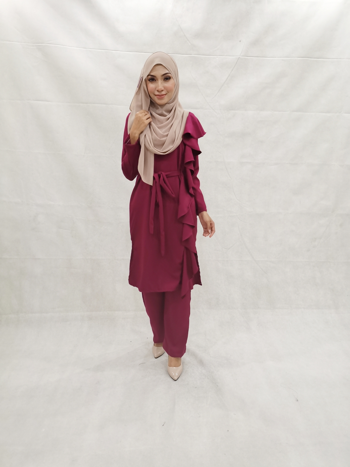 SW5303 NELY TOP & PANTS SET MAROON
