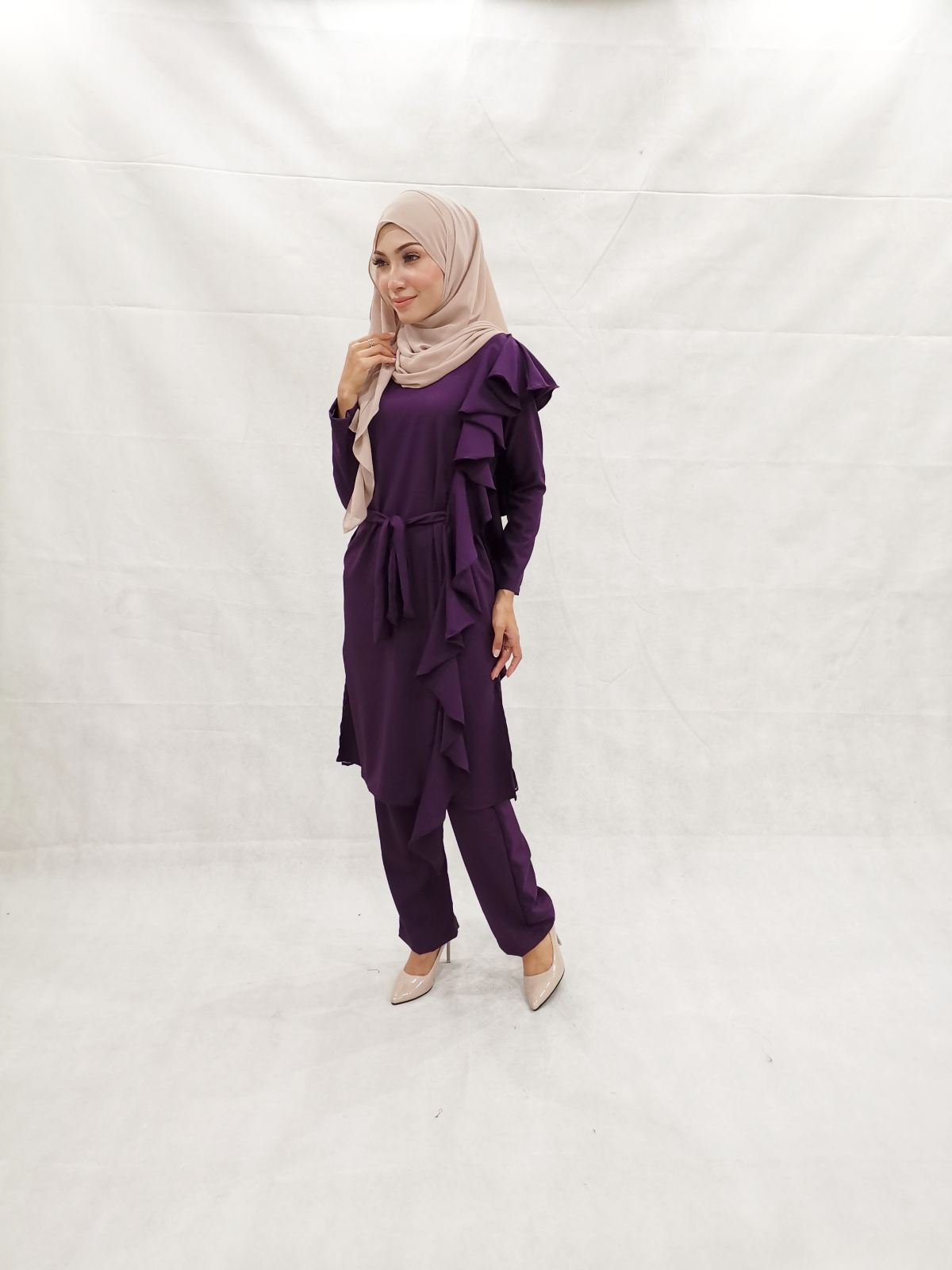 SW5303 NELY TOP & PANTS SET PURPLE