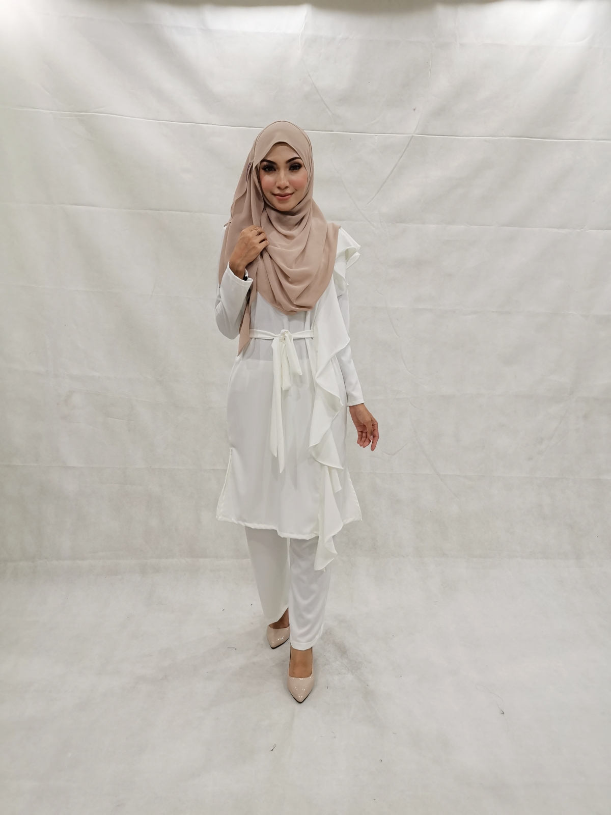 SW5303 NELY TOP & PANTS SET WHITE
