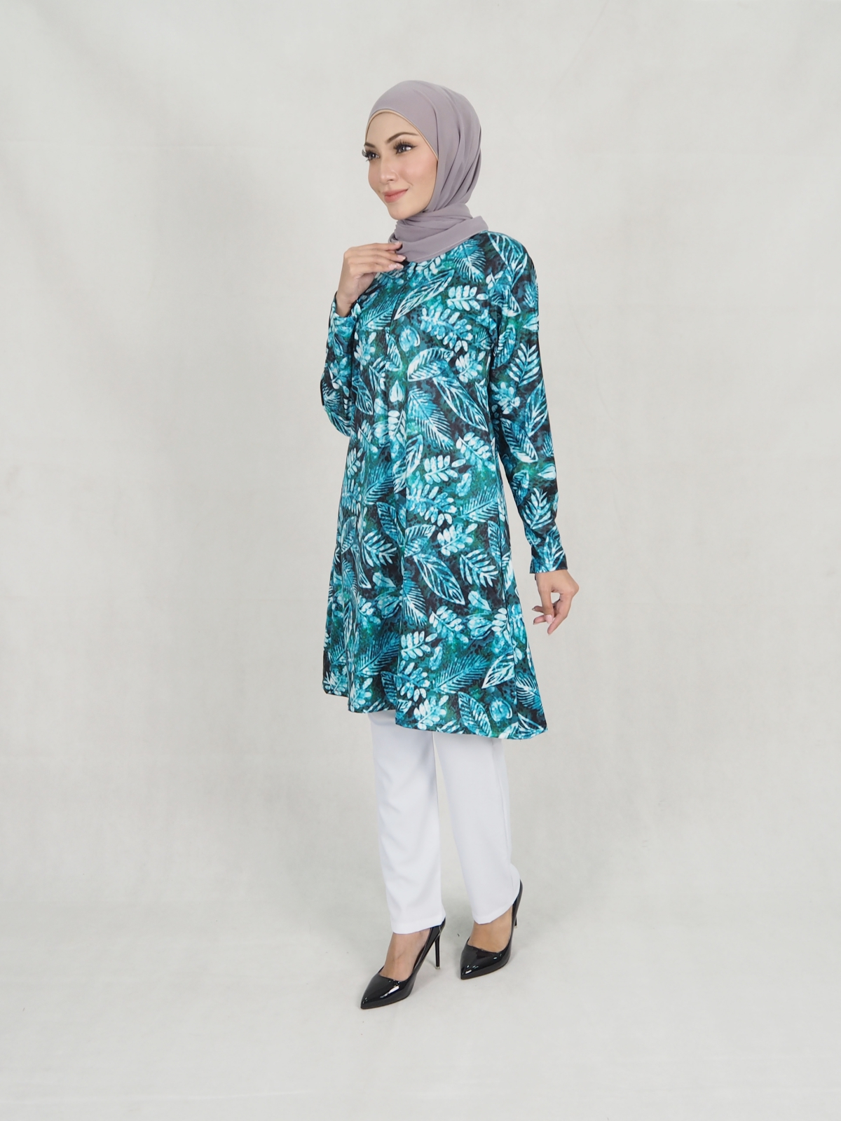SW5305 PRINTED BLOUSE & PANTS DARK GREEN
