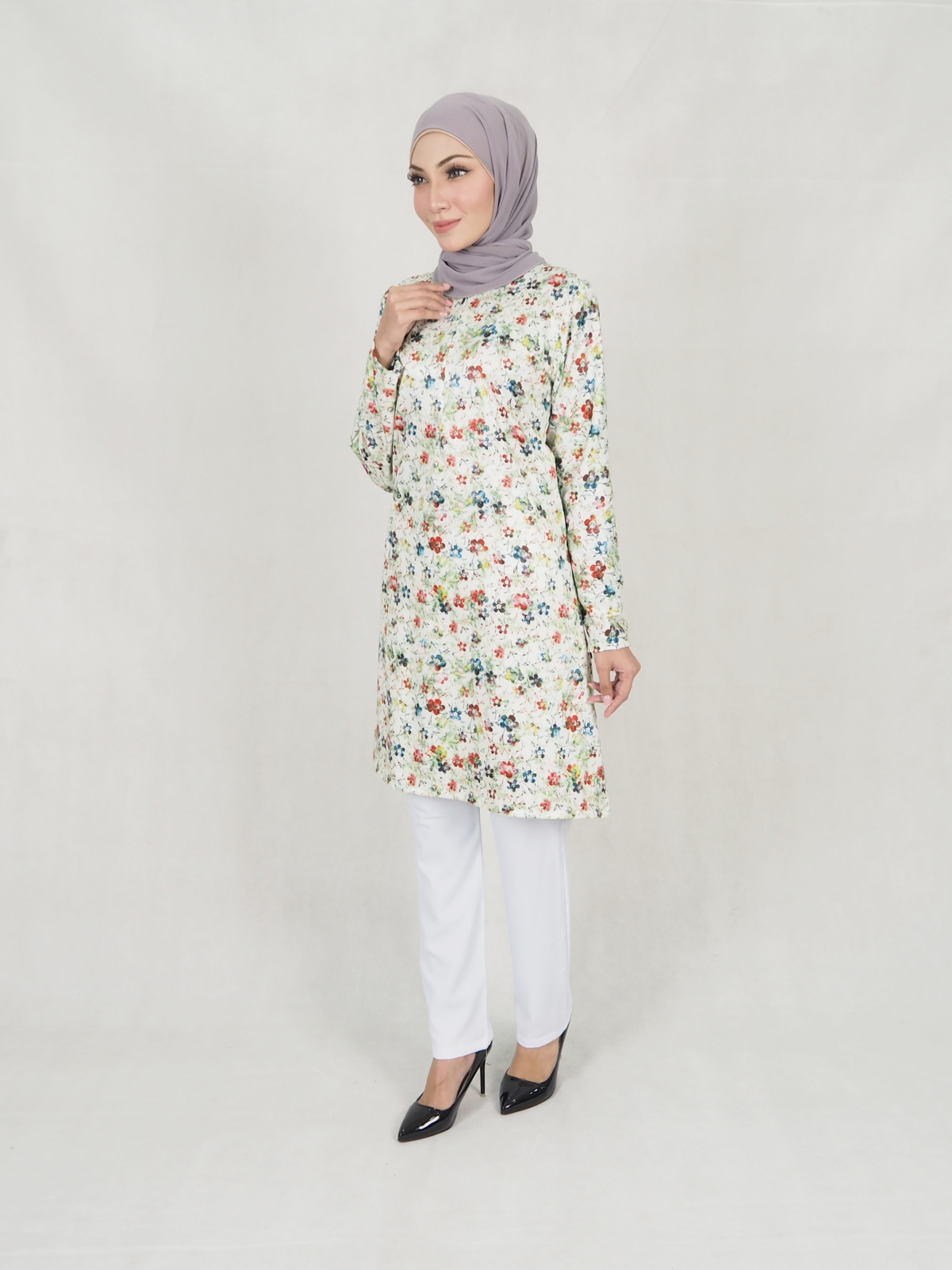 SW5305 PRINTED BLOUSE & PANTS WHITE