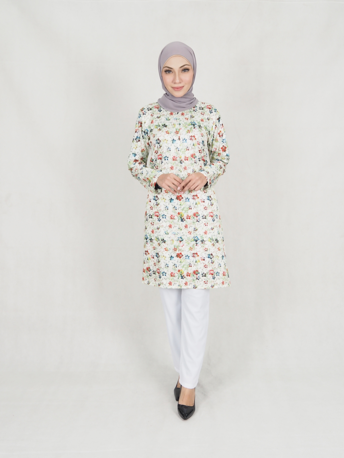 SW5305 PRINTED BLOUSE & PANTS WHITE