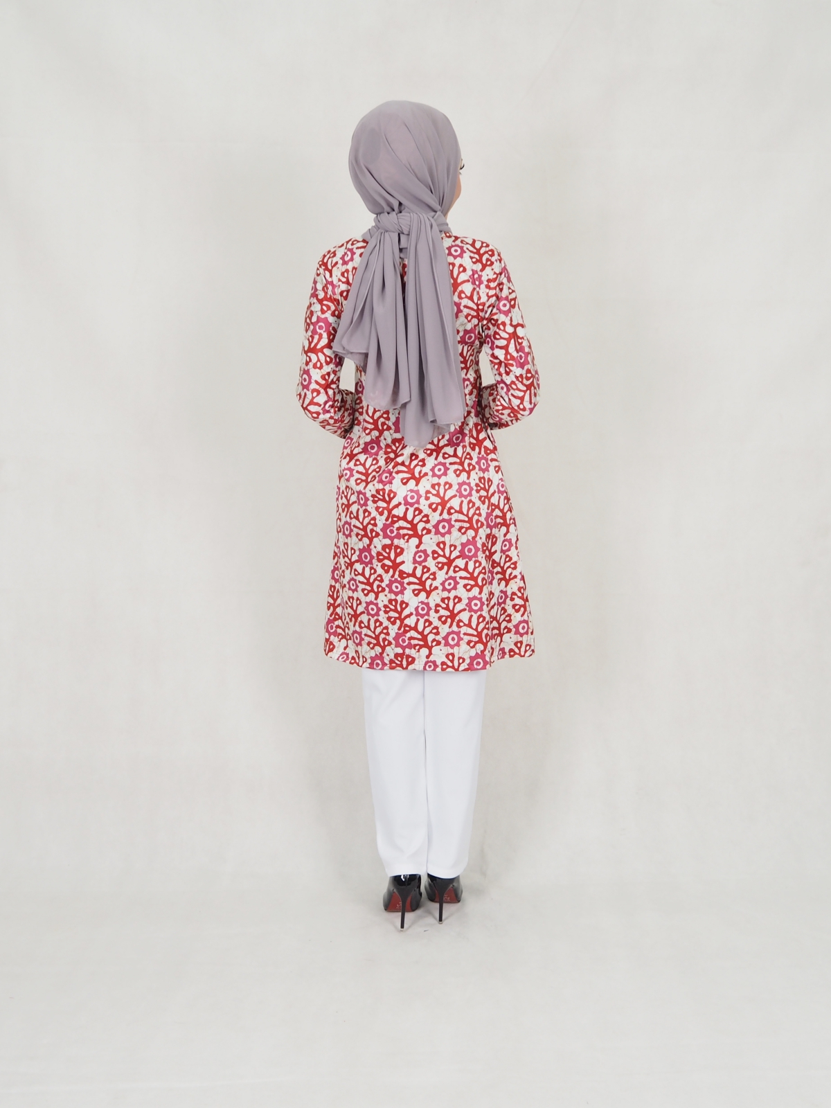 SW5307 MUSLIMAH PRINTED BLOUSE RED
